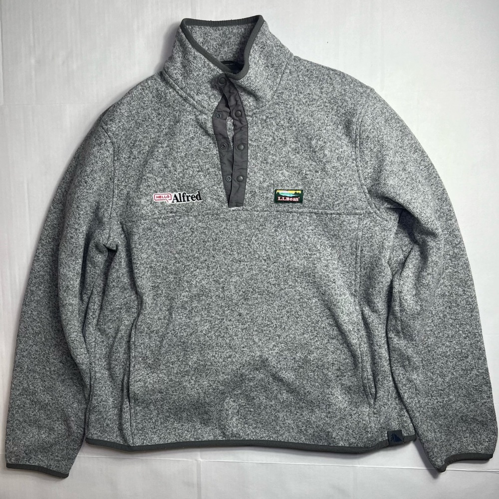 LL Bean Sweater Mens L Green Lakewashed‎ Double Knit Quarter Zip Pullover Read